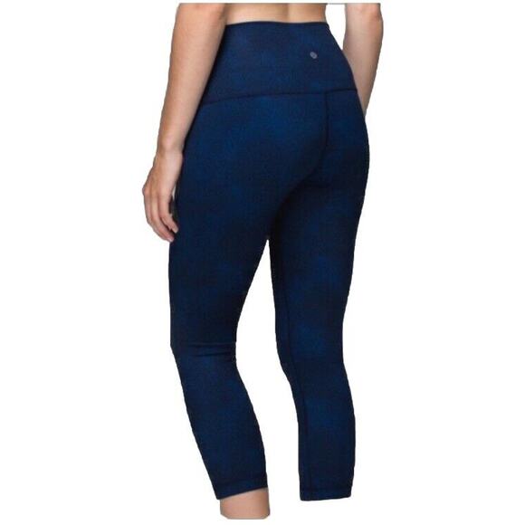 Lululemon Athletica Wonder Under Cropped Mineral Deposit‎ Blue HR Leggings Sz 8 - Picture 2 of 5